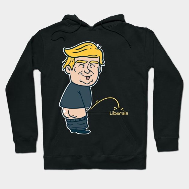 Trump Pissing on Liberals Design Hoodie by Schimmi